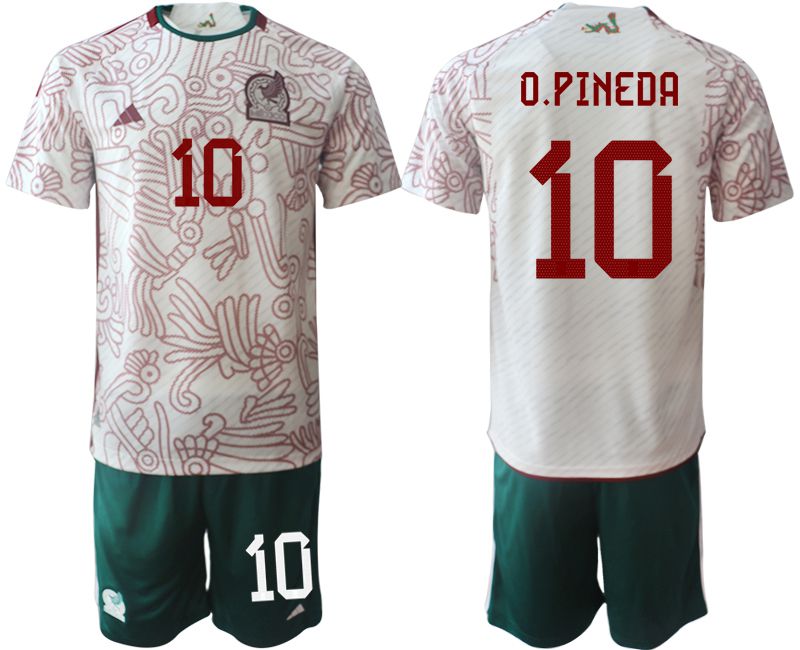Men 2022 World Cup National Team Mexico away white 10 Soccer Jerseys